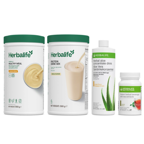 Herbalife Formula 1 Banana Cream, Protein Drink Mix, Aloe Concentrate Drink & Instant Herbal Beverage Bundle