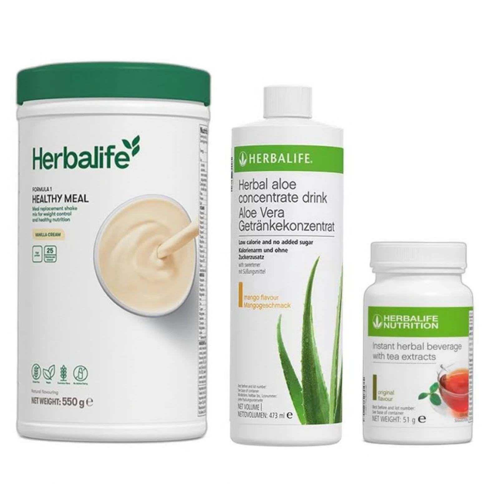 Herbalife Ideal Breakfast Kit with Formula 1 shake, Instant Herbal Beverage and Aloe Concentrate