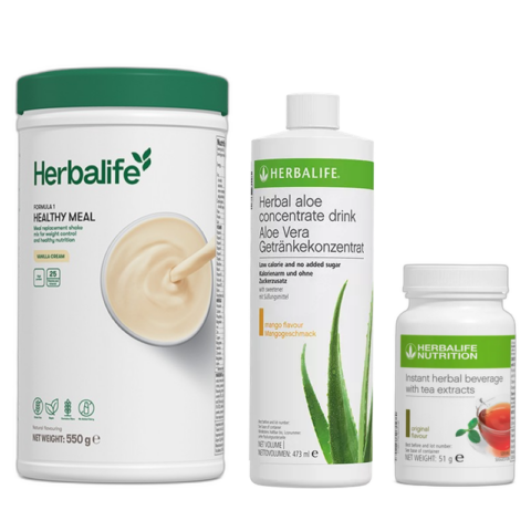Herbalife Formula 1 Healthy Meal Vanilla Cream, Aloe Concentrate Drink & Instant Herbal Beverage Bundle